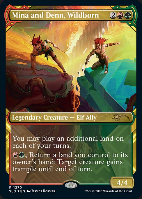 野生生まれのミーナとデーン/Mina and Denn, Wildborn [Secret Lair] [FOIL][ハロー]