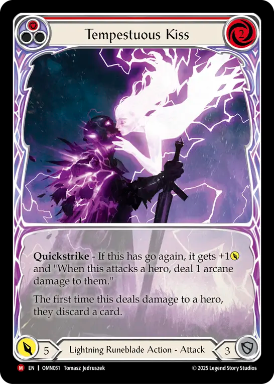 [Lightning Runeblade]雷嵐の接吻/Tempestuous Kiss [OMN][Cold Foil]
