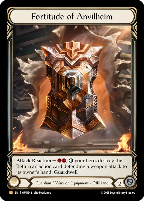 [Guardian Warrior]アンヴィルヘイムの金剛不壊/Fortitude of Anvilheim [OMN][Rainbow Foil]