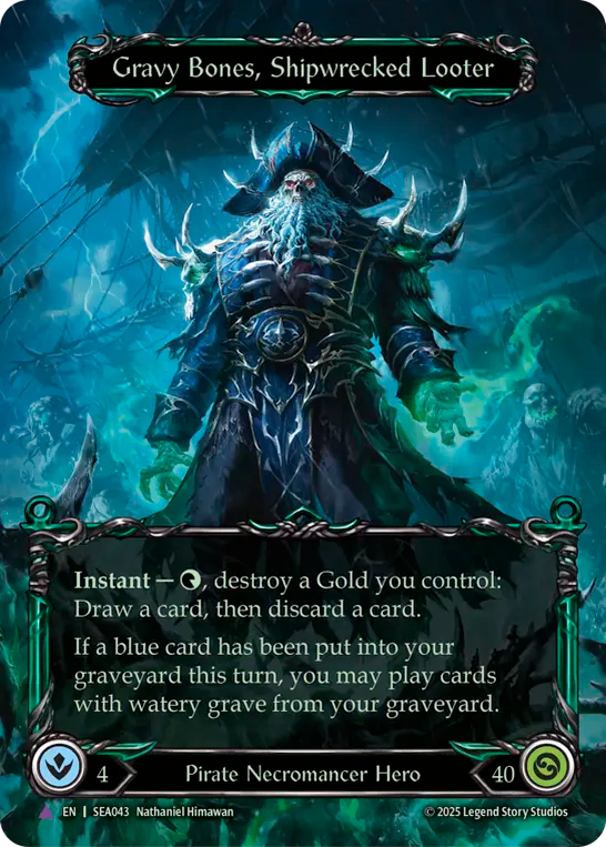 [Pirate Necromancer]難破船の略奪者、グレイビィ・ボーンズ/Gravy Bones, Shipwrecked Looter [SEA][Cold Foil][Marvel]