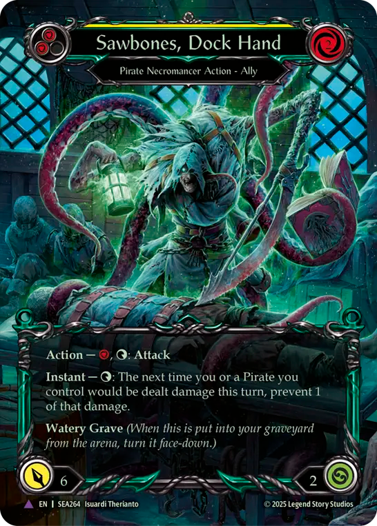 [Pirate Necromancer]改造船医、ソーボーンズ/Sawbones, Dock Hand [SEA][Cold Foil][Marvel]