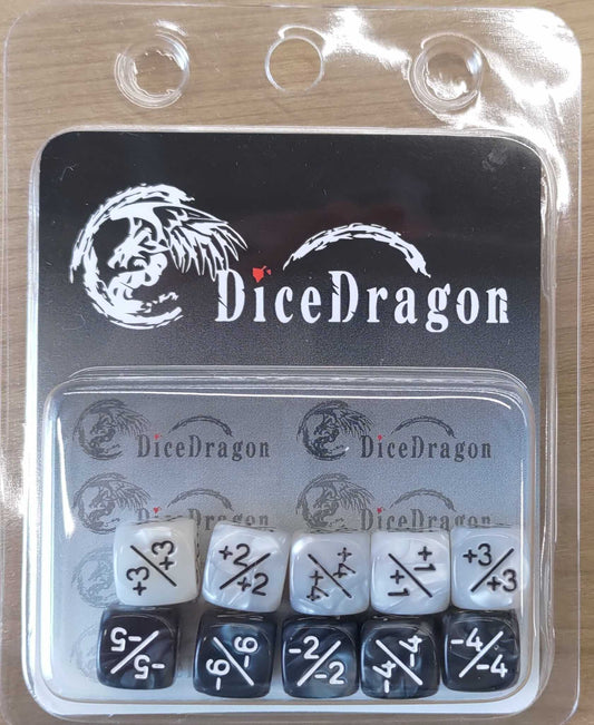 【Dice Dragon】 D6 Dice 12 mm Positive & Negative - Black/White [ODD900001]