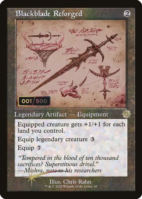 再鍛の黒き剣/Blackblade Reforged [BRO-Retro][設計図][FOIL][ダブルレインボウ]