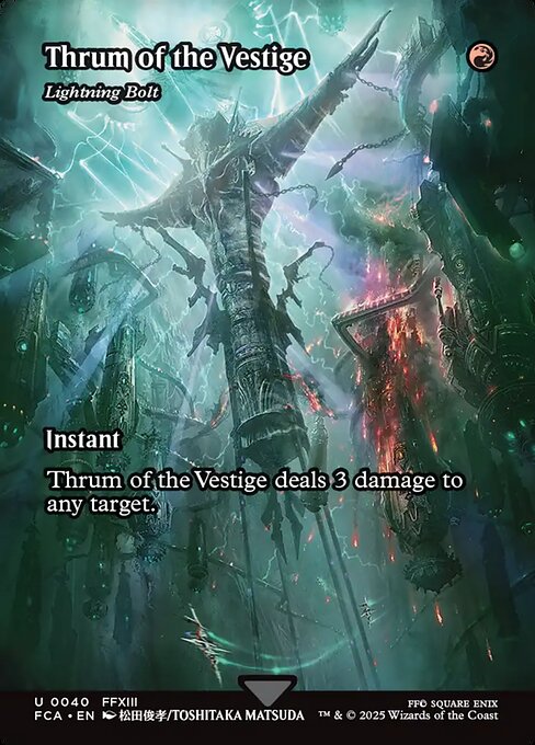 異跡の鼓動/Thrum of Vestige ≪稲妻/Lightning Bolt≫ [FCA][ショーケース][FOIL]
