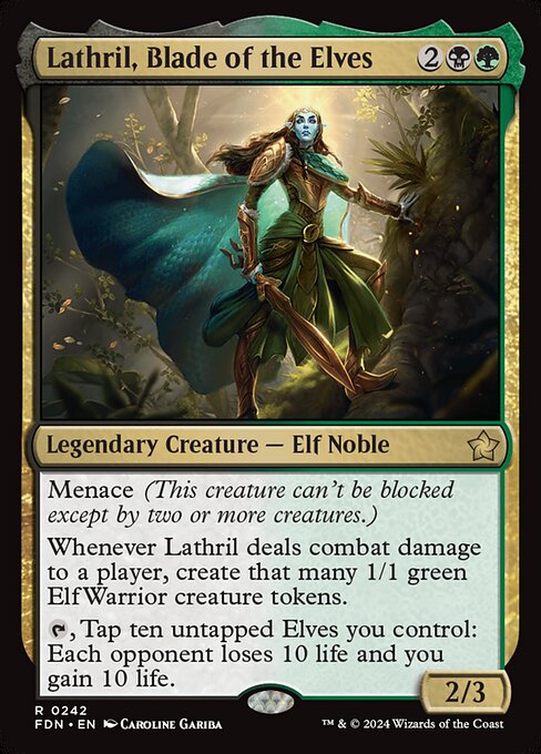 エルフの刃、ラスリル/Lathril, Blade of the Elves [FDN][FOIL] [プレリリース]