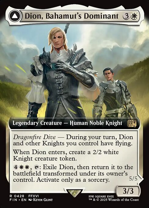 バハムートのドミナント、ディオン/Dion, Bahamut's Dominant - 光の召喚獣、バハムート/Bahamut, Warden of Light [FIN-BF][拡張アート]