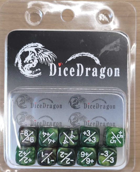 【Dice Dragon】 D6 Dice 12 mm Positive & Negative - Green [ODD900004]