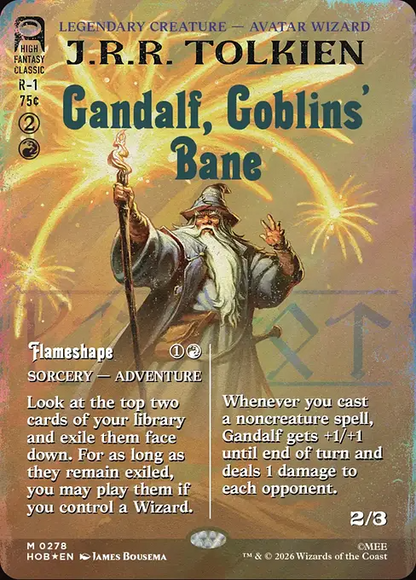ゴブリンの災い、ガンダルフ/Gandalf, Goblins' Bane - 炎形成/Flameshape [HOB-BF][ボーダーレス][FOIL][サージ]