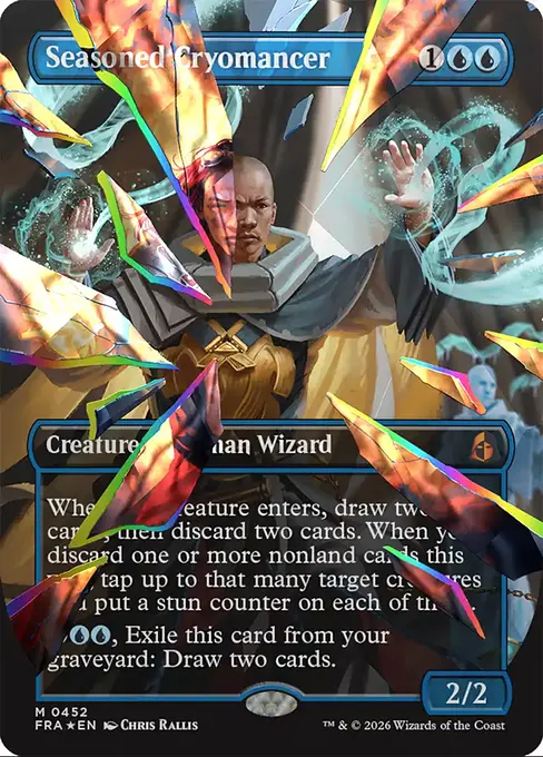 歴戦の冷術士/Seasoned Cryomancer [FRA-BF][ボーダーレス][FOIL][ファセット]