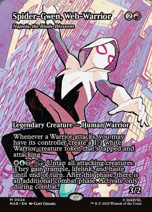 ウェブ・ウォリアー、スパイダー・グウェン/Spider-Gwen, Web-Warrior《刃を咲かせる者、ナジーラ/Najeela, the Blade-Blossom》 [MAR][ボーダーレス][FOIL]