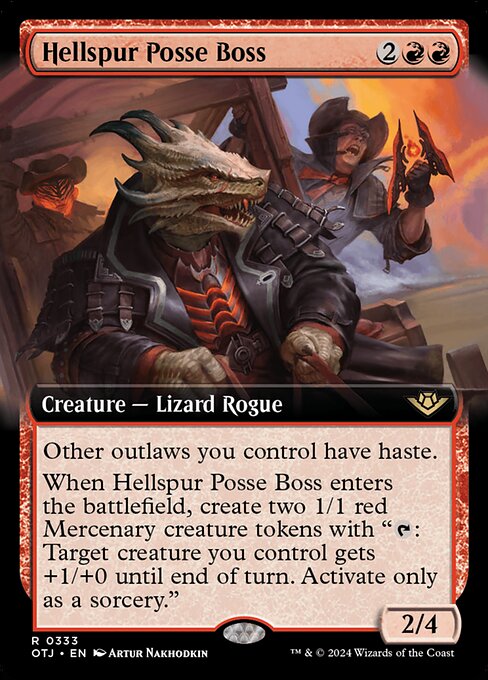 地獄拍車団の統領/Hellspur Posse Boss [OTJ-BF][拡張アート][FOIL]