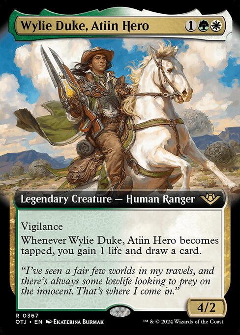 アティインの英雄、ワイリー・デューク/Wylie Duke, Atiin Hero [OTJ-BF][拡張アート][FOIL]