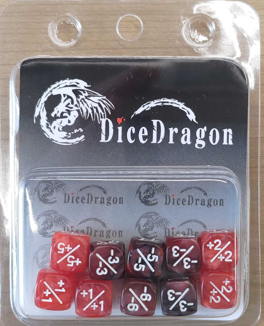 【Dice Dragon】 D6 Dice 12 mm Positive & Negative - Red [ODD900002]