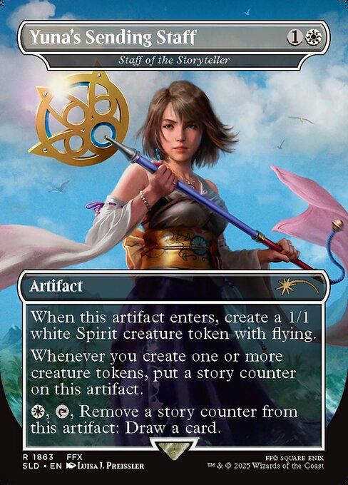 ユウナの導きの杖/Yuna's Sending Staff 《語り部の杖/Staff of the Storyteller》 [Secret Lair][FOIL]