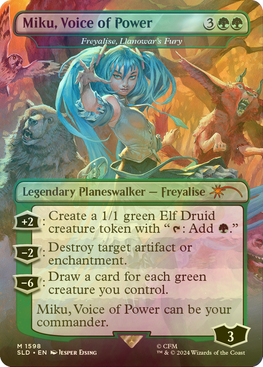 力ある歌声、ミク/Miku, Voice of Power<ラノワールの憤激、フレイアリーズ/Freyalise, Llanowar's Fury>[Secret Lair][FOIL]