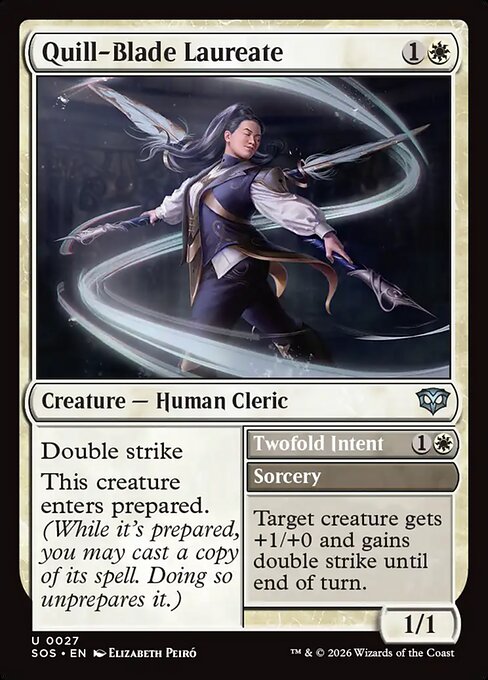 羽ペン剣の桂冠詩人/Quill-Blade Laureate - 二重の意図/Twofold Intent [SOS][FOIL]