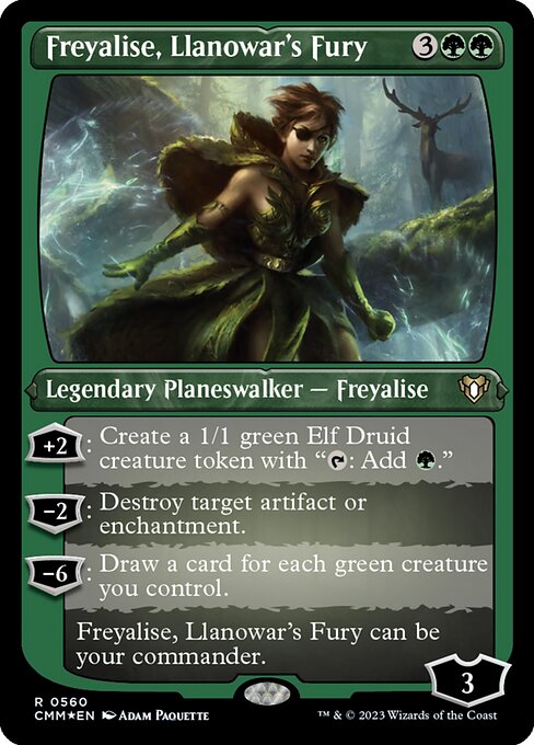 ラノワールの憤激、フレイアリーズ/Freyalise, Llanowar's Fury [CMM] [FOIL][エッチング]