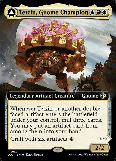 ノームの勇者、テジン/Tetzin, Gnome Champion - 黄金歯車の巨像/The Golden-Gear Colossus [LCC][拡張アート][FOIL]