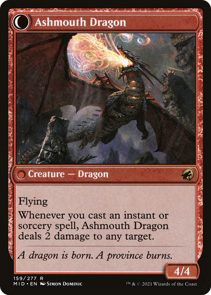 くすぶる卵/Smoldering Egg - 灰口のドラゴン/Ashmouth Dragon [MID][FOIL]