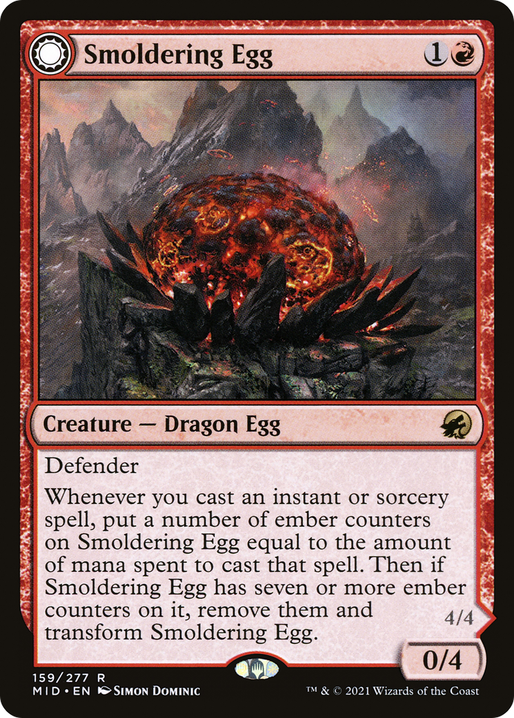くすぶる卵/Smoldering Egg - 灰口のドラゴン/Ashmouth Dragon [MID][FOIL]