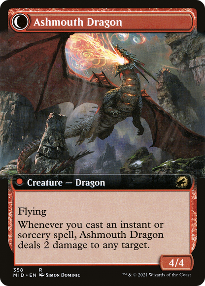 くすぶる卵/Smoldering Egg - 灰口のドラゴン/Ashmouth Dragon [MID-BF][拡張アート][FOIL]