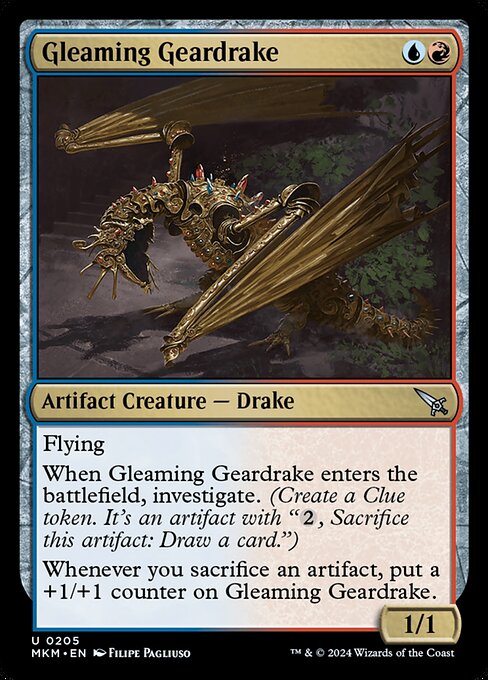 煌く機械ドレイク/Gleaming Geardrake [MKM] [FOIL]