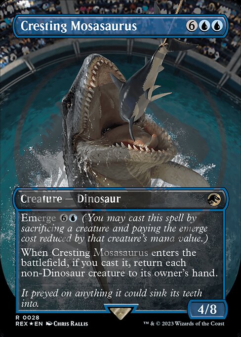 高揚するモササウルス/Cresting Mosasaurus [REX] [FOIL] [ロゴ入り]