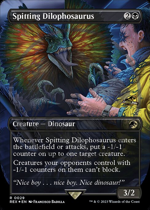 毒吐きディロフォサウルス/Spitting Dilophosaurus [REX] [FOIL] [ロゴ入り]